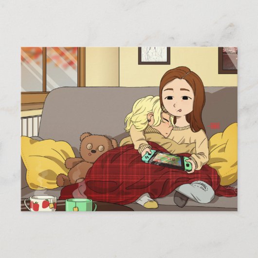 TWICE Mina & Chaeyungはがきチビ（小さくかわいく書いた感じ）版 ポストカード (正面)