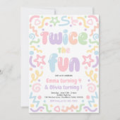 Twice The Fun Joint Birthday Party Balloon  招待状 (正面)