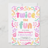 Twice The Fun Joint Birthday Party Balloon  招待状 (正面)