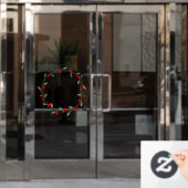 Twiggy冬リース(葉とベリー) ウィンドウサイン (オフィスドア)