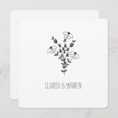 Twigs and Flowers In Black Modern & Minimalist 招待状 (正面/裏面)