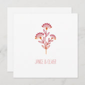 Twigs and Flowers Red & Orange Modern & Minimalist 招待状 (正面/裏面)