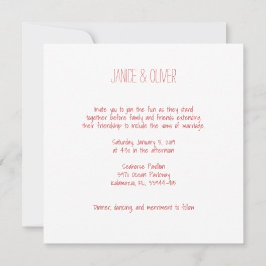 Twigs and Flowers Red & Orange Modern & Minimalist 招待状 (裏面)