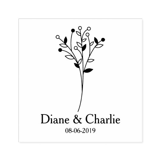 Twigs Wedding Monogram ラバースタンプ (インプリント)