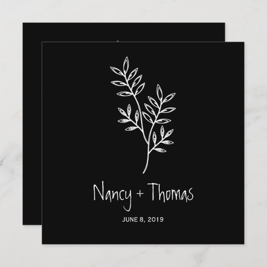 Twigs Wedding Monogram Invitation Design 招待状 (正面/裏面)