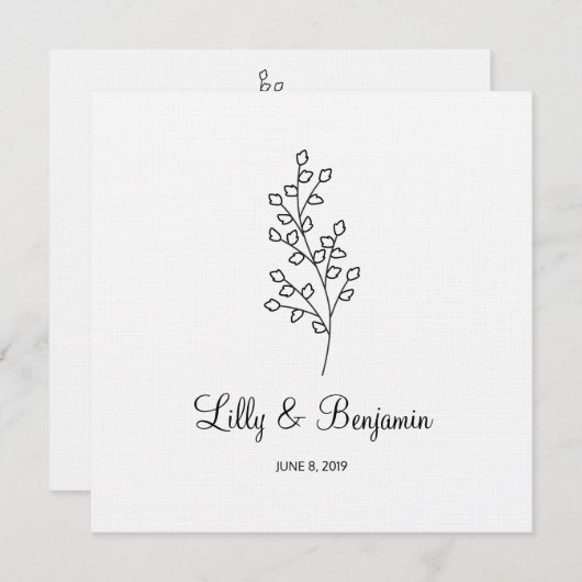 Twigs Wedding Monogram Invitation Design 招待状 (正面/裏面)