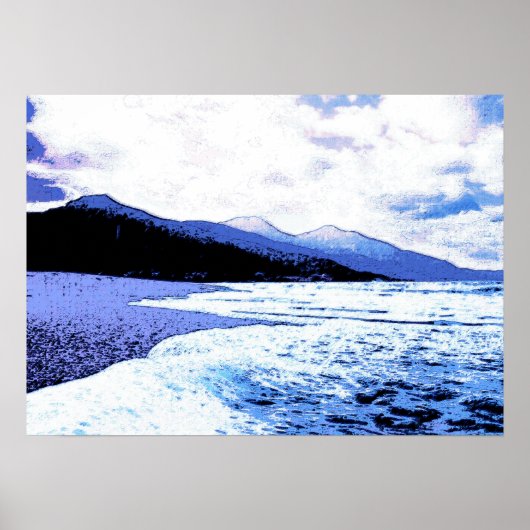 Twilight beach in shades of blue ポスター (正面)