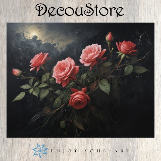 Twilight Bloom: Rose Branch Decoupage 薄葉紙