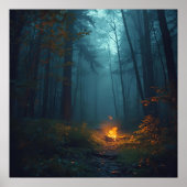 Twilight Campfire – Mystical Forest Art Print ポスター (正面)