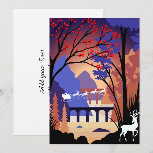 Twilight Forest Christmas Santa Sleigh シーズンカード (正面/裏面)