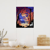 Twilight Forest Christmas Santa Sleigh ポスター (キッチン)