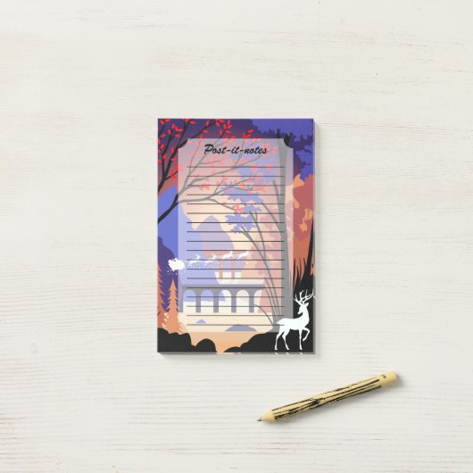 Twilight Forest Christmas Santa Sleigh ポストイット (デスク上)