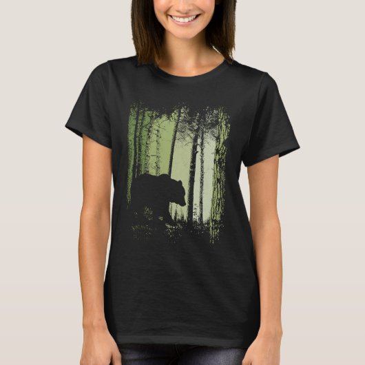 Twilight Forest Outdoor Romantic Grizzly Bear Silh Tシャツ (正面)