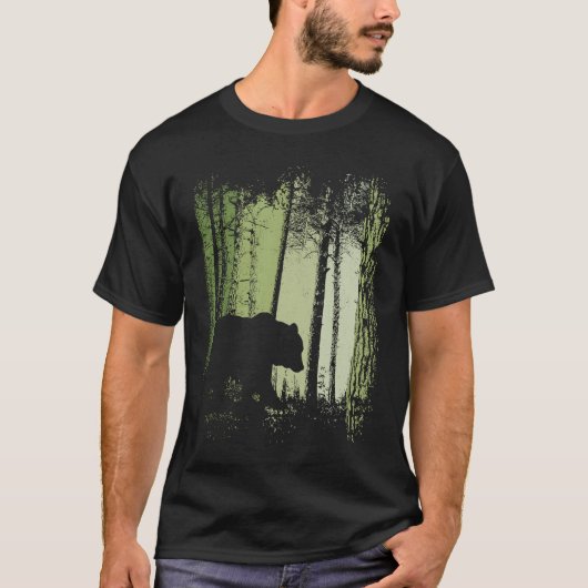 Twilight Forest Outdoor Romantic Grizzly Bear Silh Tシャツ (正面)