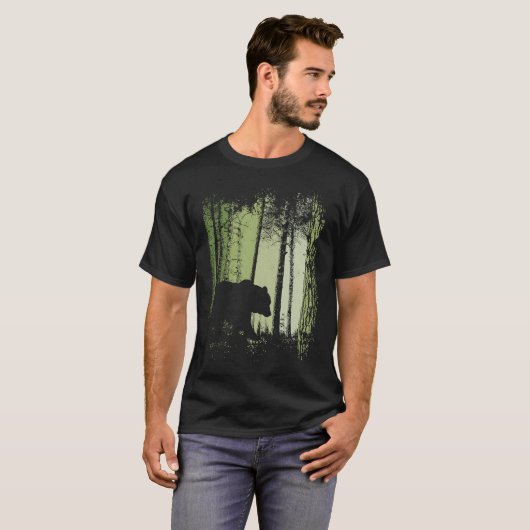 Twilight Forest Outdoor Romantic Grizzly Bear Silh Tシャツ (正面フル)