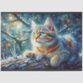 Twilight Forest Woodland Fantasy Cat Decoupage  薄葉紙 (正面)