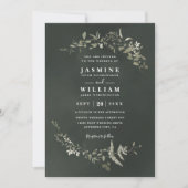 Twilight Greenery Rustic Elegant QR Code Wedding 招待状 (正面)