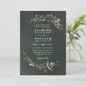 Twilight Greenery Rustic Elegant QR Code Wedding 招待状 (スタンド正面)