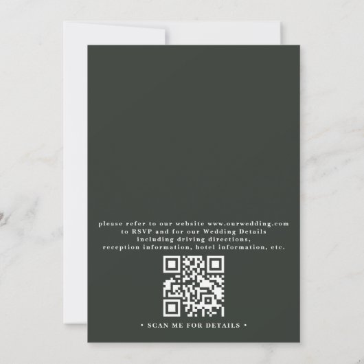 Twilight Greenery Rustic Elegant QR Code Wedding 招待状 (裏面)