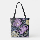 Twilight Hollyhock Garden - Vintage Floral Design トートバッグ (裏面)