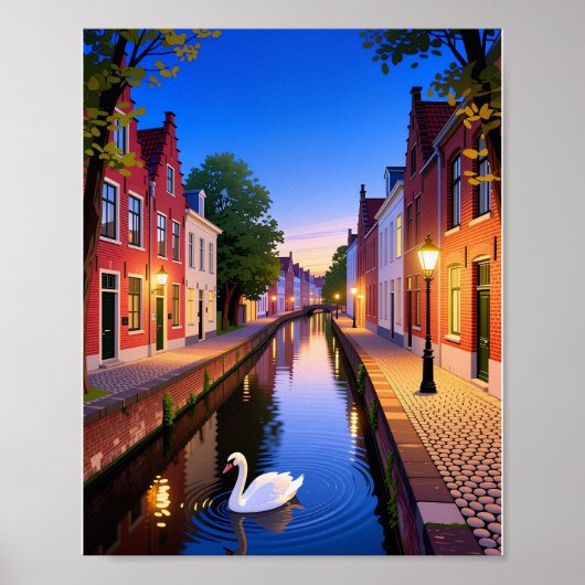 Twilight in Bruges Canals Poster ポスター (正面)