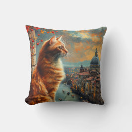 Twilight in Venice | Ginger Cat on a Canal クッション