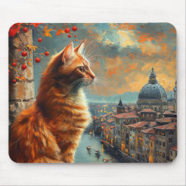 Twilight in Venice | Ginger Cat on a Canal マウスパッド