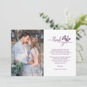 Twilight Lavender Floral Wreath Photo Wedding サンキューカード (スタンド正面)