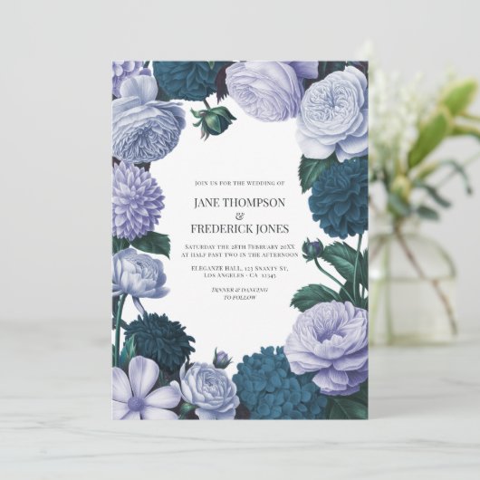 Twilight Navy, Mist Lavender & Silver Periwinkle 招待状 (スタンド正面)