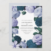 Twilight Navy, Mist Lavender & Silver Periwinkle 招待状 (正面/裏面)