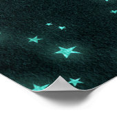 Twilight Teal | Deep Green Aqua Neon Glow Stars ポスター (角)
