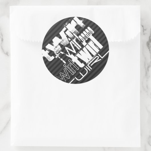 Twill、黒と濃いグレーのストライプ ラウンドシール (バッグ)