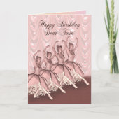 Twin, a ballerina birthday card カード (正面)