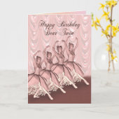 Twin, a ballerina birthday card カード (黄色い花)
