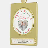 Twin Babies More The Merrier Holiday 1st Christmas ゴールドプレートバナーオーナメント (左)