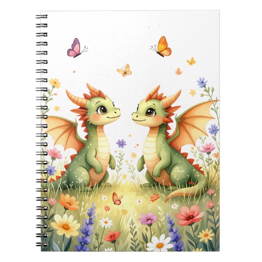 Twin Baby Dragons Fantasy Notebook ノートブック (正面)