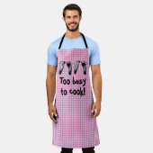 Twin Baby Footprints On Gingham エプロン (着用した状態)