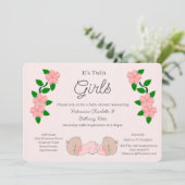 Twin Baby Girls Baby Shower 招待状 (スタンド正面)