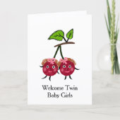 Twin Baby Girls Welcome Card – Sweet Cherry Twins シーズンカード (正面)