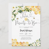 Twin Baby Shower Invitation Bee Invitation 招待状 (正面)