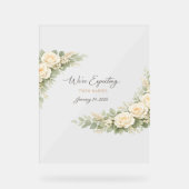 Twin Baby Shower Invitation Botanical Greenery Flo アクリルサイン (正面)