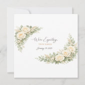 Twin Baby Shower Invitation Botanical Greenery Flo 招待状 (正面)