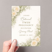 Twin Baby Shower Invitation – Elegant Botanical Fl アクリル招待状 (インサイチュ (ポータブル))