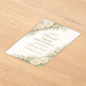 Twin Baby Shower Invitation – Elegant Botanical Fl アクリル招待状 (レイダウン)