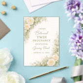 Twin Baby Shower Invitation – Elegant Botanical Fl アクリル招待状 (インサイチュ (ウェディング))