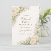 Twin Baby Shower Invitation – Elegant Botanical Fl 招待状 (スタンド正面)