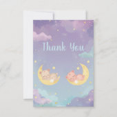 Twin Baby Shower Thank You Card Sleeping Animals (正面)