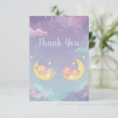 Twin Baby Shower Thank You Card Sleeping Animals (スタンド正面)