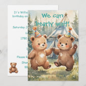 Twin Bear Birthday Digital Download Invitation 招待状 (正面/裏面)