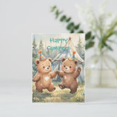 Twin Bear Birthday Digital Download Invitation 招待状 (スタンド正面)